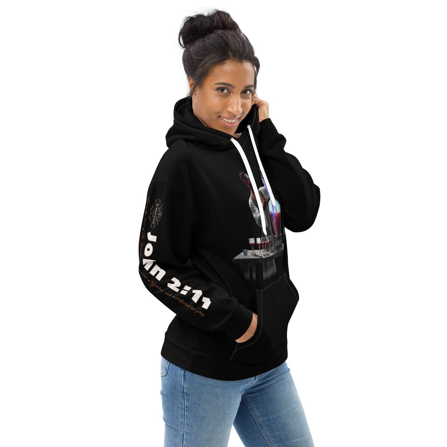 Water Into Wine Hebrew Israelite pullover Christ Hoodie side view female