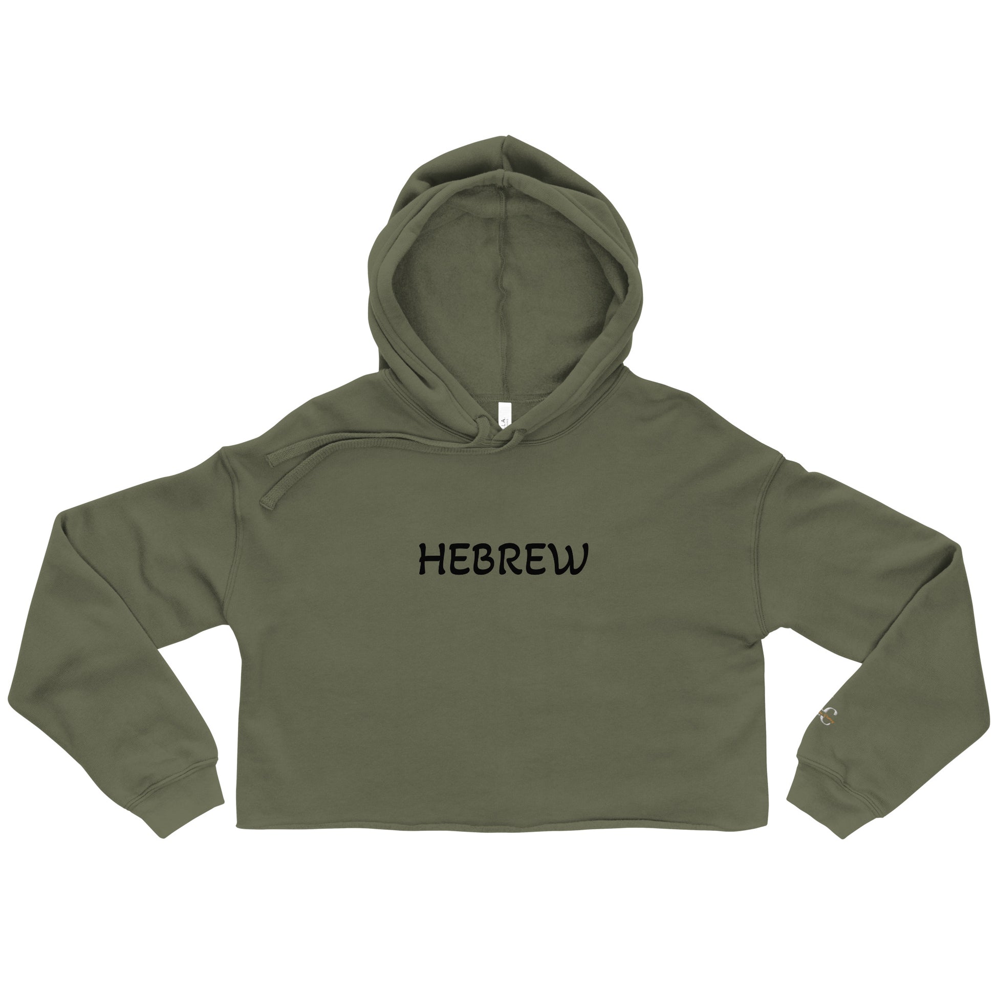 Hebrew Israelite, embroidered, crop top hoodie, green, front