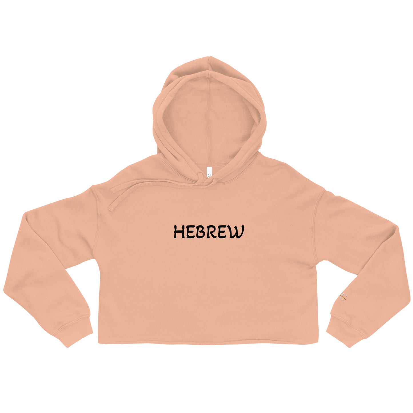 Hebrew Israelite, embroidered, crop top hoodie, peach, front