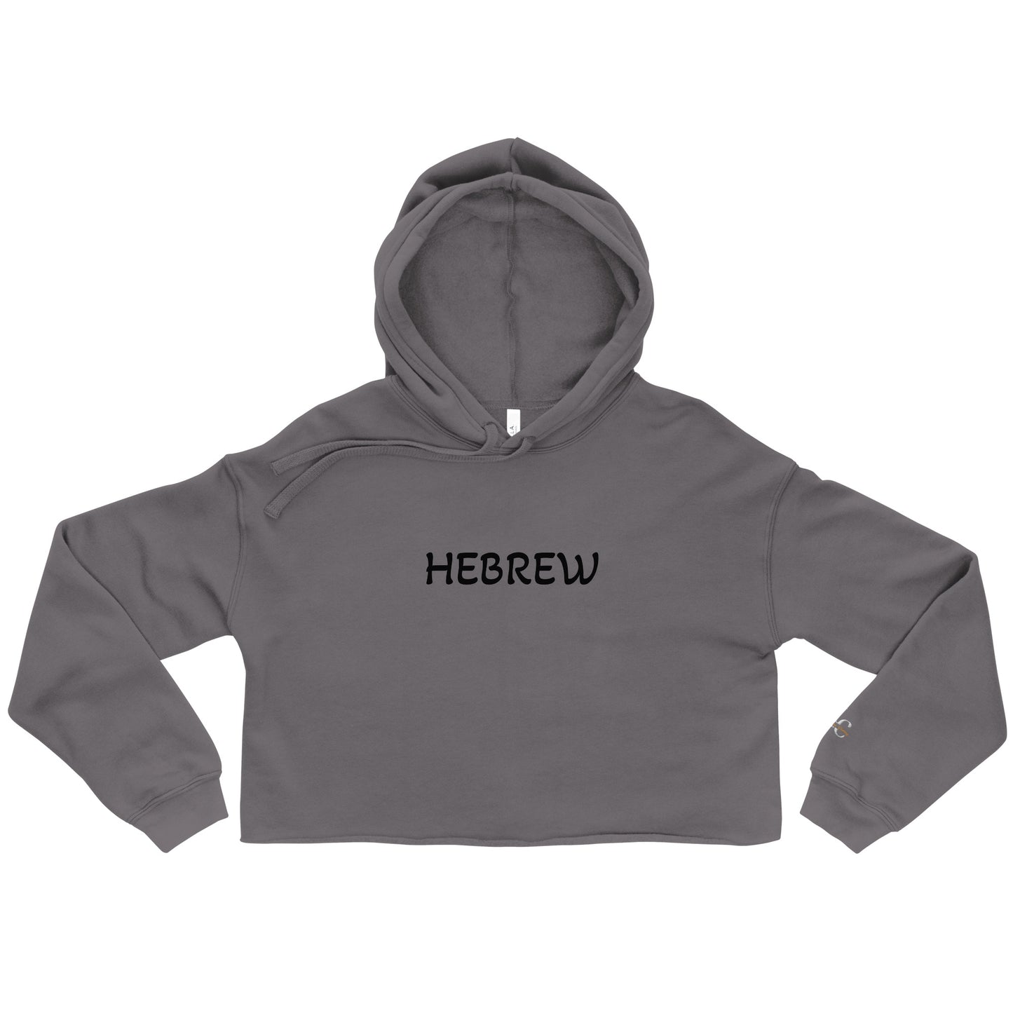 Hebrew Israelite, embroidered, crop top hoodie, grey, front